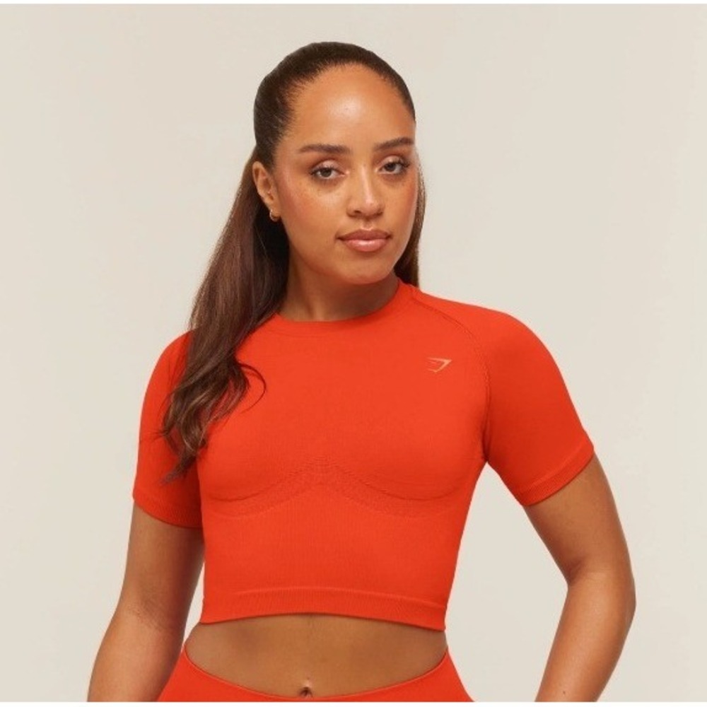Gymshark Lift Seamless Short Sleeve Top Orange Activewear Gymwear Size Small